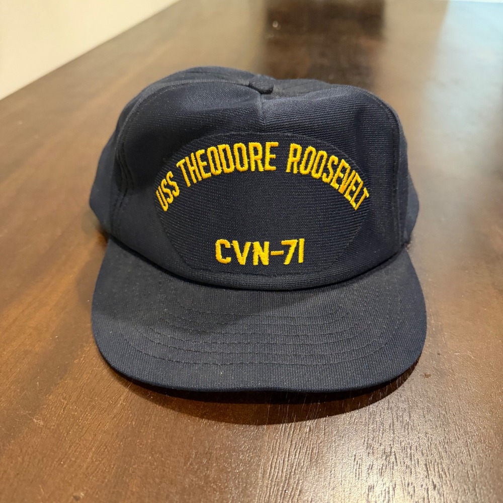 Vintage 80s 90s CAP 10 Mens USS Theodore Roosevelt CVN 71 Navy Snapback Hat USA
